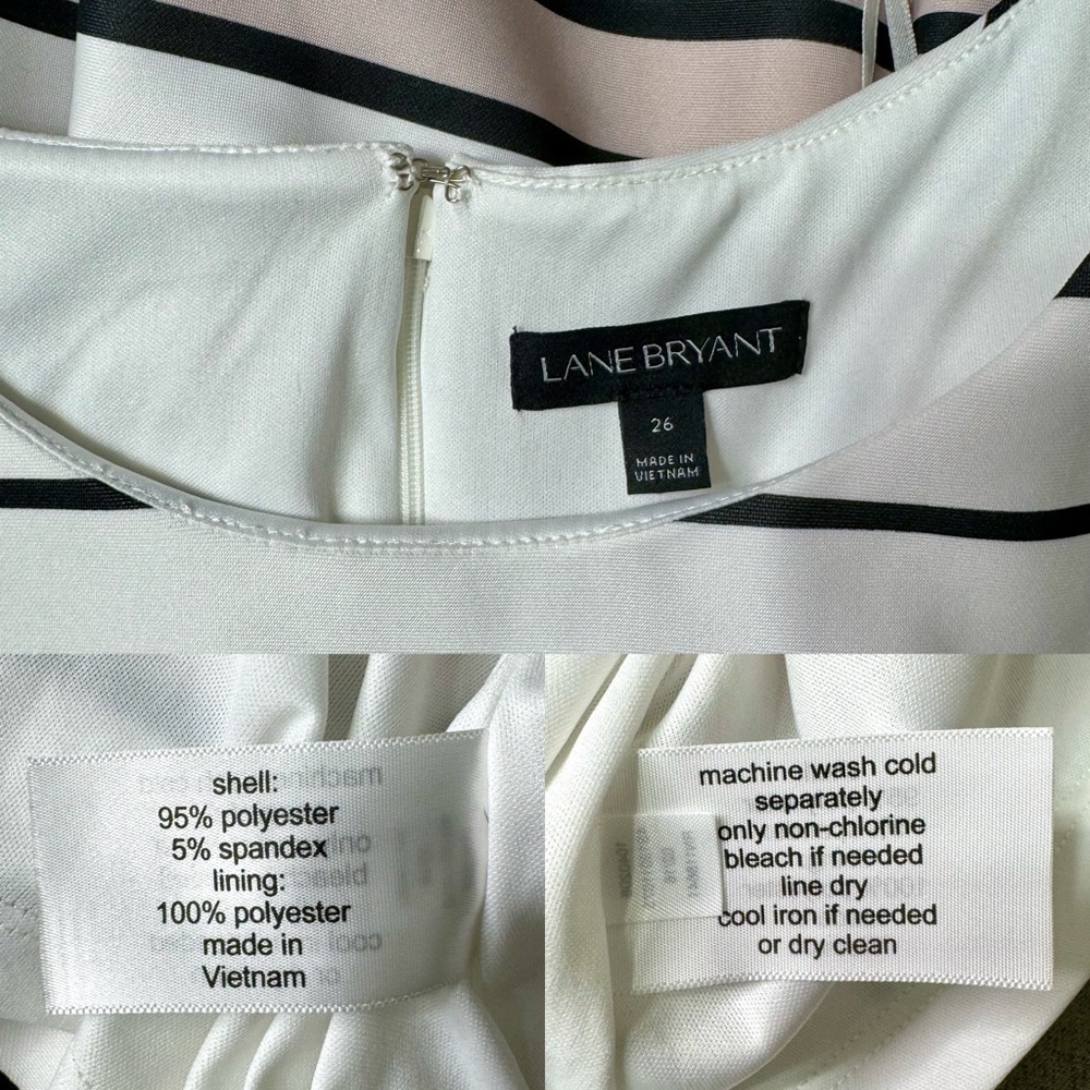 Lane Bryant White Scuba Striped Fit & Flare Dress Party Career Office Casual 26 - Picture 11 of 11